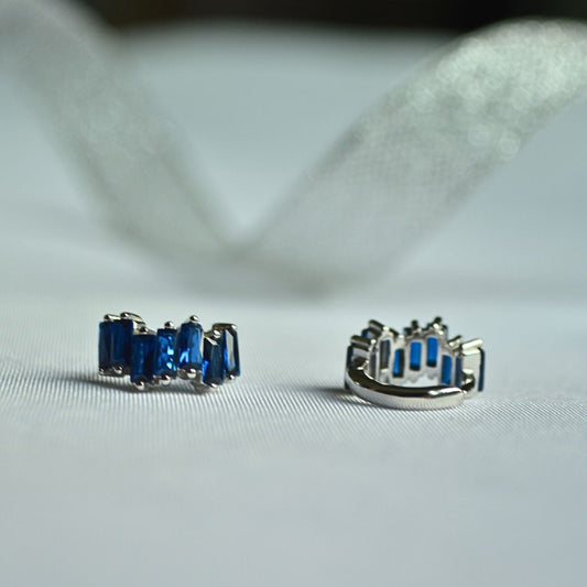 Silver 925 Blue Lagoon Hoop Earrings