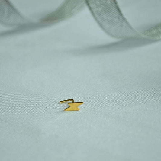 Silver 925 Gold Plated Nose Pin – Lightning Bolt Design