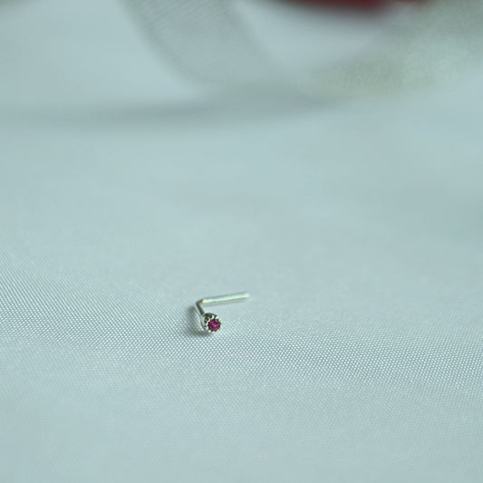 Silver 925 Nose Pin with Pink CZ Stone