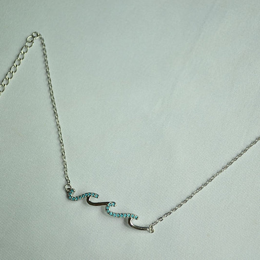 Silver 925 Wave Design Blue Stone Bracelet
