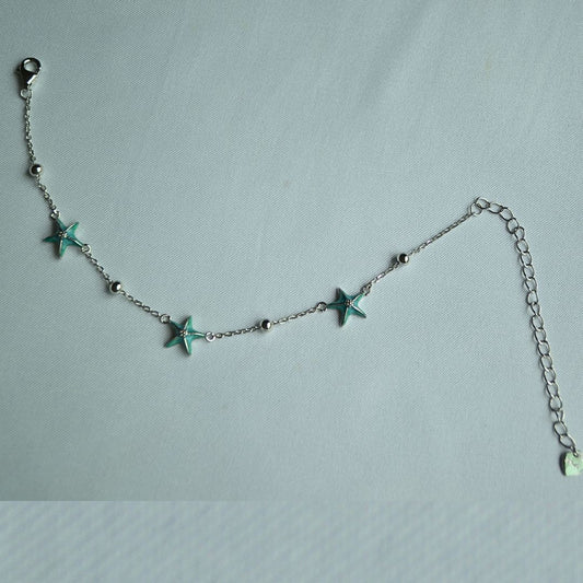Silver 925 Starfish Charm Bracelet
