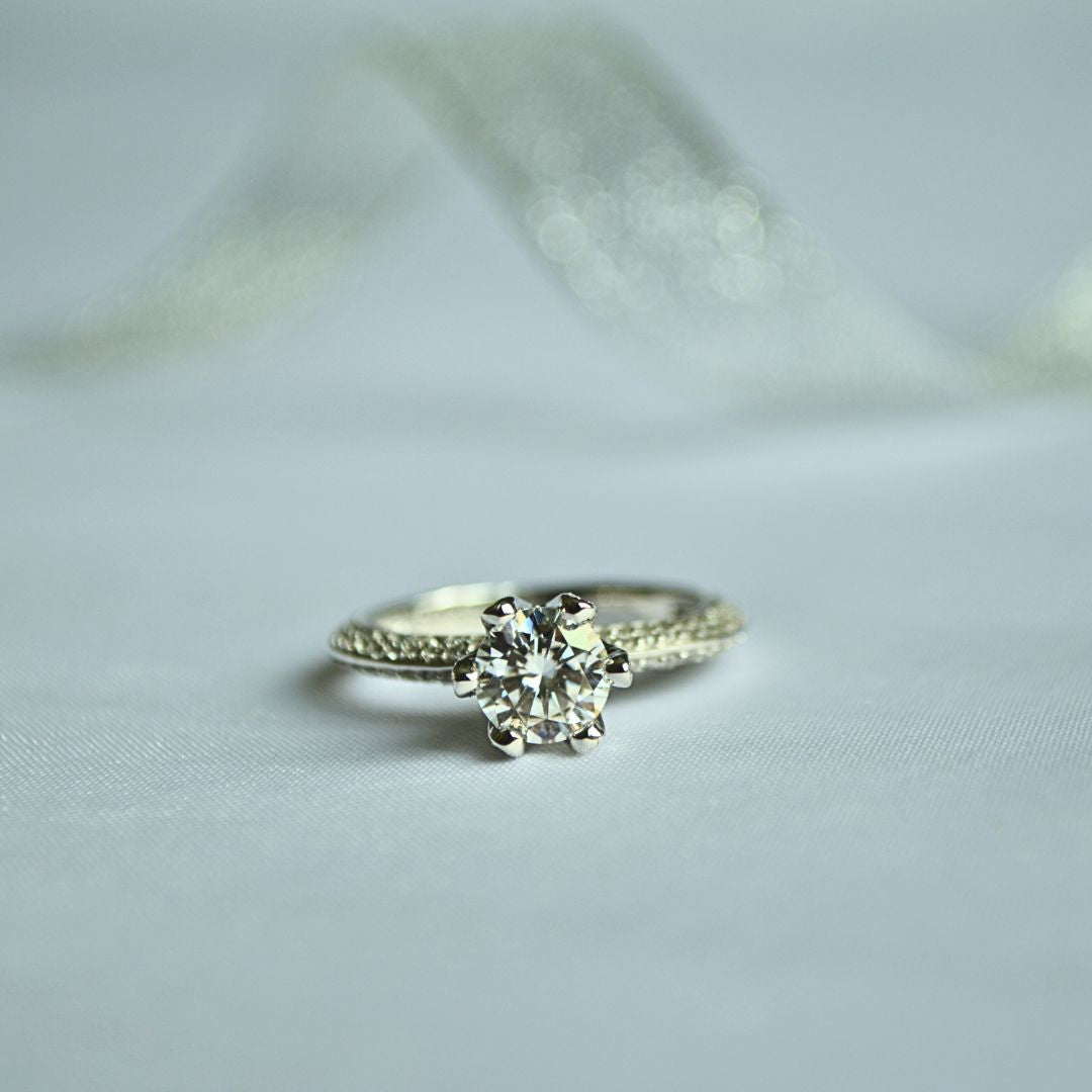 925 Sterling Silver Moissanite White Minimalist Band Ring