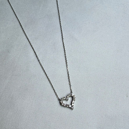 925 Sterling Silver Cubic Zirconia Heart Necklace
