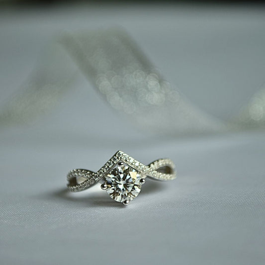 925 Sterling Silver Moissanite White Minimalist Band Ring