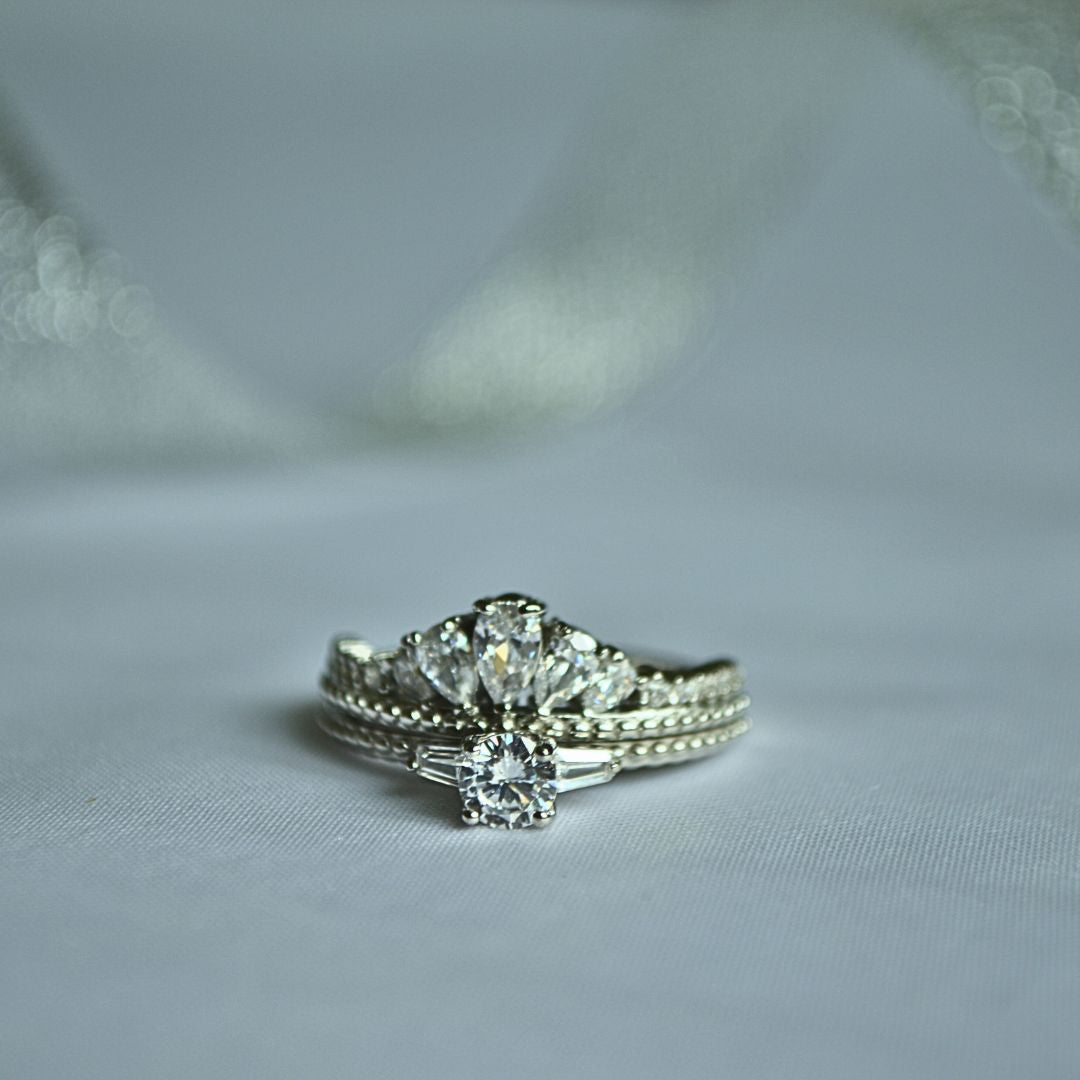 Sterling Silver 925 Crown Band with Sparkling CZ