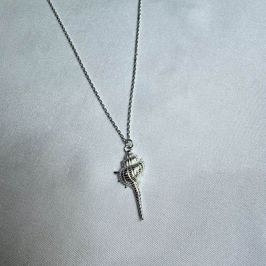 925 Sterling Silver Spiral Seashell Pendant Necklace