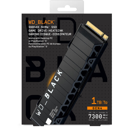 WD - BLACK SN850X 1TB Internal SSD PCIe Gen 4 x4 NVMe with Heatsink for PS5 and Desktops