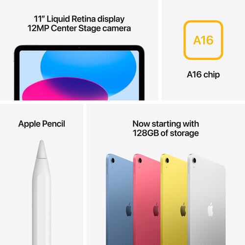 Apple iPad 11" (A16 Chip) 128GB Wi‑Fi Tablet, Liquid Retina Display, 6GB RAM, iPadOS - Silver