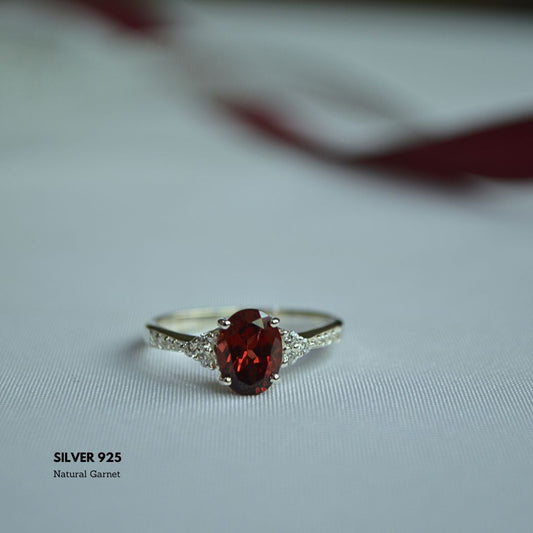 Garnet Grace: Oval Cut in 925 Silver