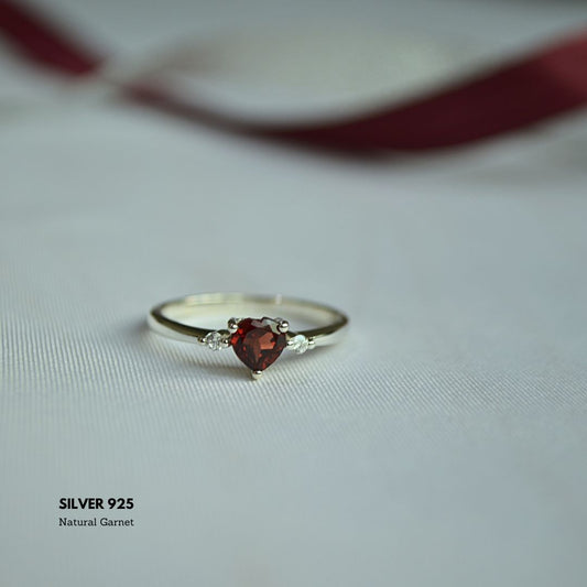Garnet & White Topaz – 925 Silver Ring with Natural Gemstones