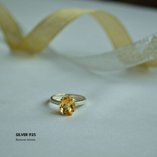 Citrine & Topaz – 925 Silver Ring with Natural Gemstones