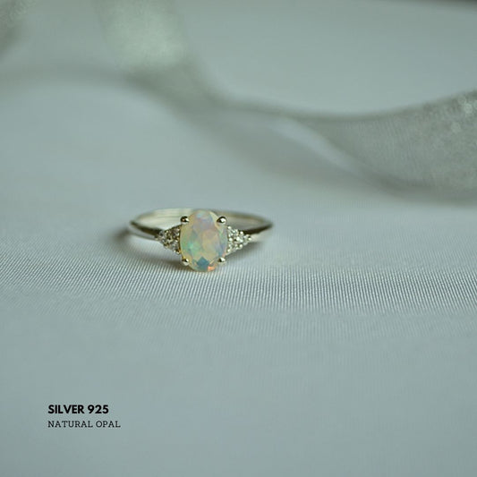 Opal & Topaz Glow – 925 Silver Ring with Natural Gemstones