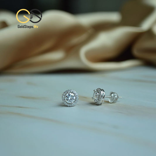 Silver 925 Halo Stud Earrings – Classic Brilliance with Timeless Elegance