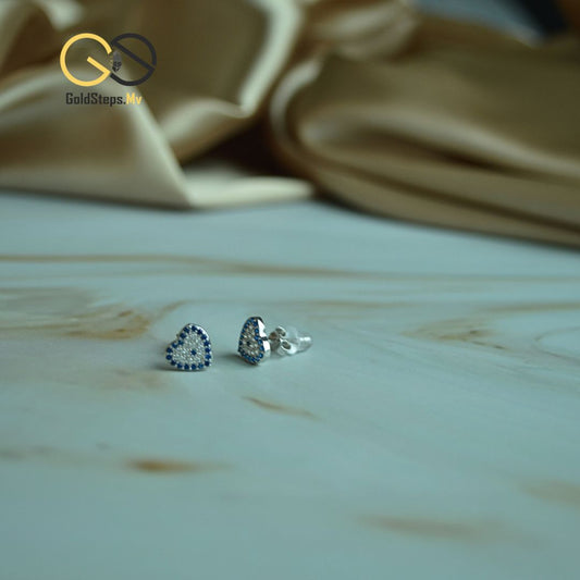 Silver 925 Heart Stud Earrings with Sparkling Stones – Romantic Elegance in a Classic Design