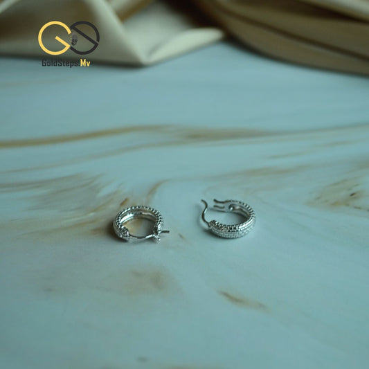 Silver 925 Braided Hoop Earrings – Textured Elegance with Timeless Style