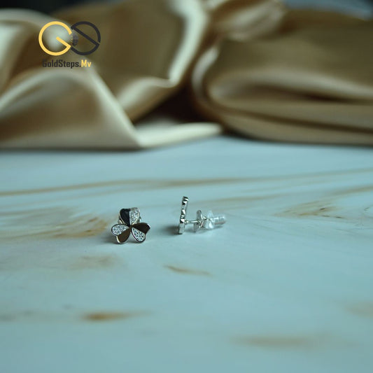 Silver 925 Four-Leaf Clover Stud Earrings