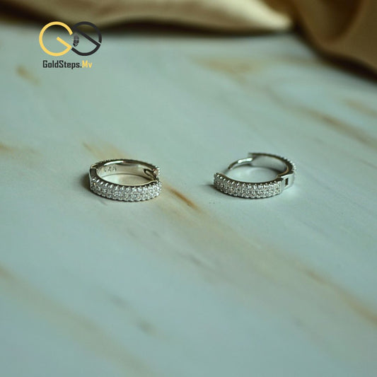 Silver 925 Pavé Hoop Earrings – Radiant Sparkle with Modern Sophistication