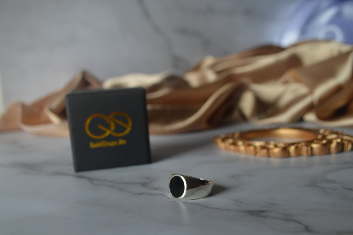 original siover 925 mens ring with natural balck onyx