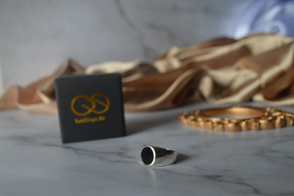 original siover 925 mens ring with natural balck onyx