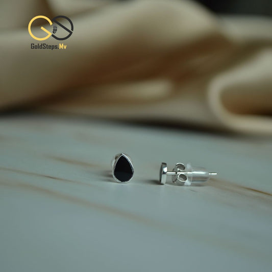 Silver 925 Black Teardrop Stud Earrings – Bold Sophistication with Timeless Allure