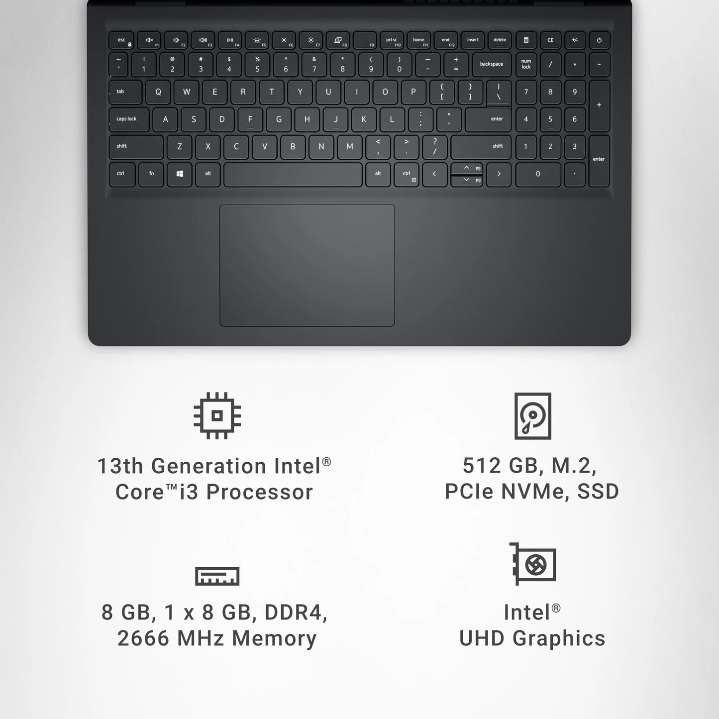 Dell Inspiron 15 Laptop 3530 15.6-inch FHD Intel Core i3-1305U 8GB RAM 512GB NVMe SSD Carbon Black