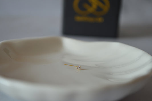 GS0389 original gold Nosepin  - bent with stone