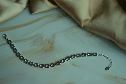925 Silver Rectangular Link Bracelet – Bold Lines, Timeless Style
