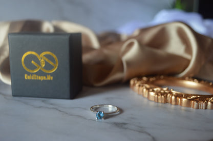 Sterling silver 925 natural blue Topaz ring