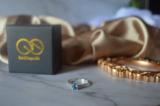 Sterling silver 925 natural blue Topaz ring