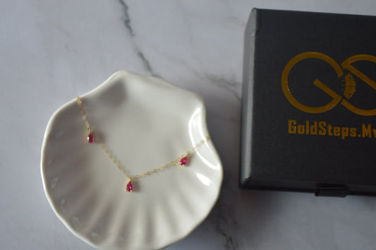 GS0326 18k original gold braclet with 3 danling pink stone