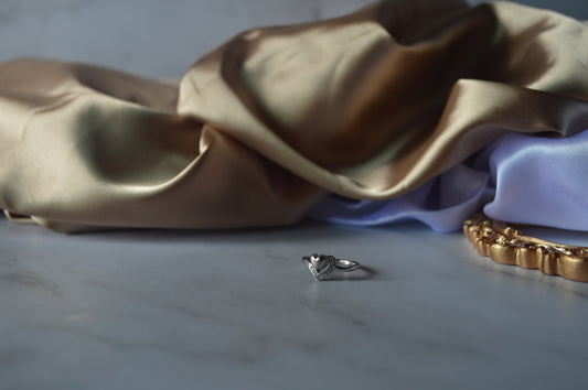 silver double heart ring