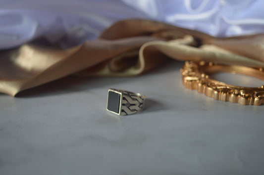 GS0580 Men's Black Onyx Ring in 925 Sterling Silver