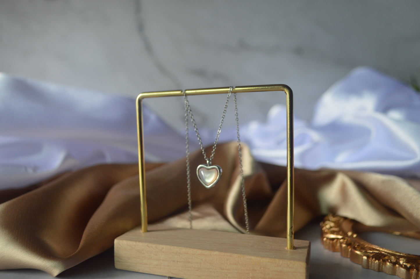 GS0579 Heart Necklace stainless steel silver plated