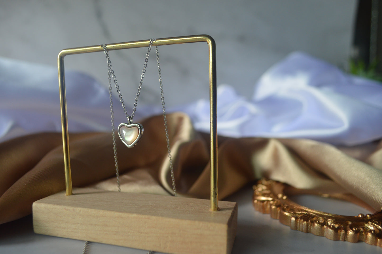 GS0579 Heart Necklace stainless steel silver plated