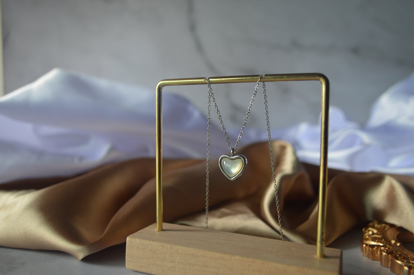 GS0579 Heart Necklace stainless steel silver plated
