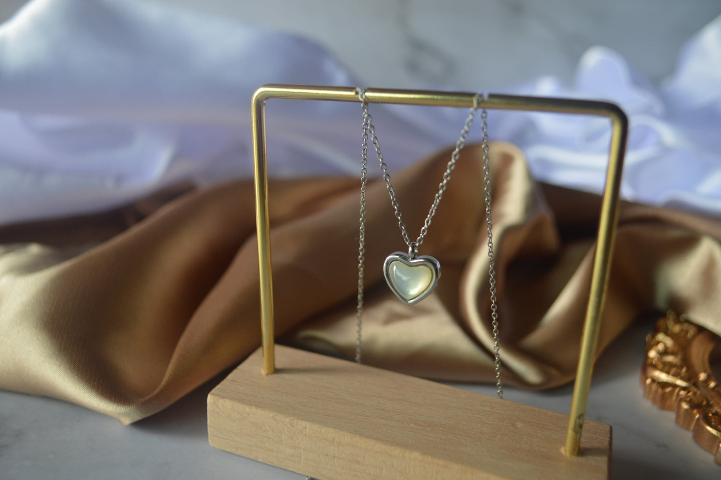 GS0579 Heart Necklace stainless steel silver plated