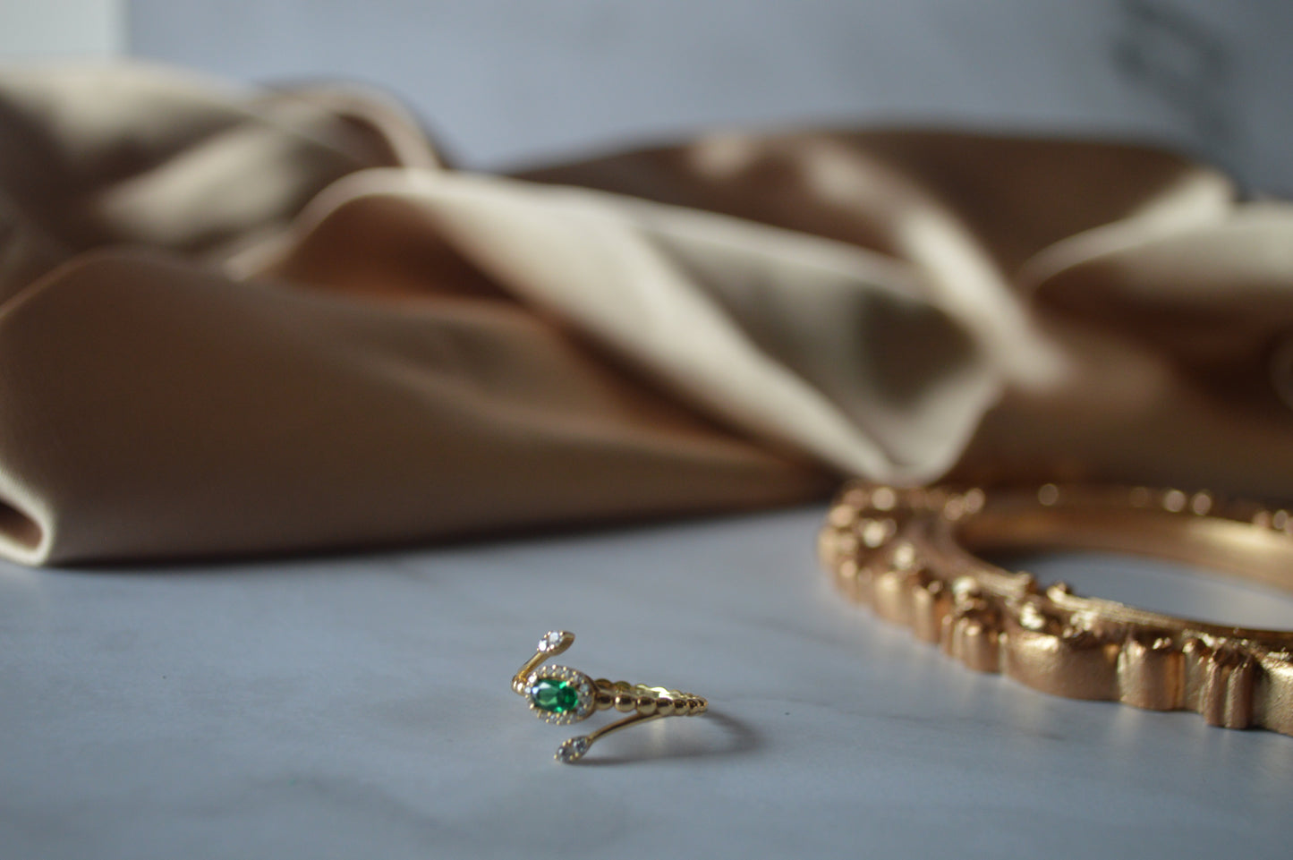 Original gold ring green stones