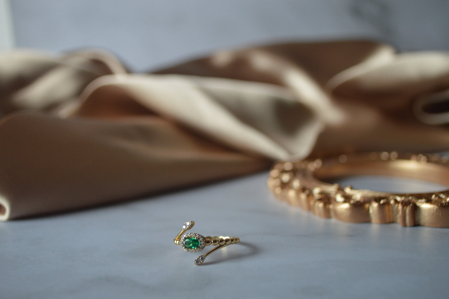 Original gold ring green stones