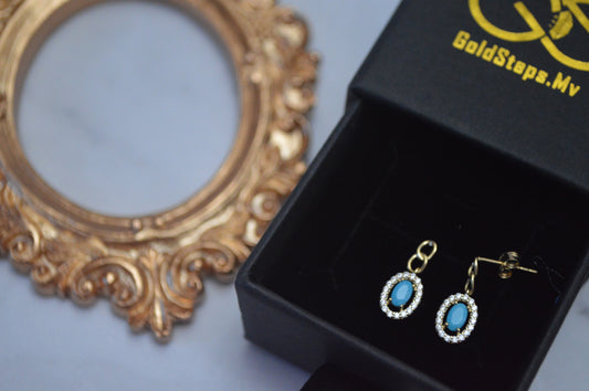 GS0442 18k gold Blue stone unique Earring