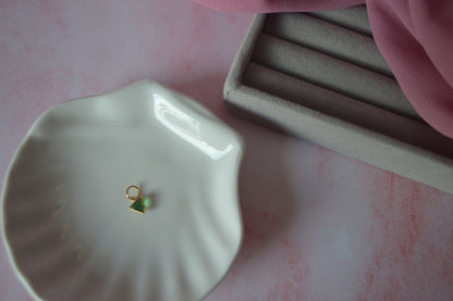 18K Gold Pendant with Lab-Grown Emerald Green Gem