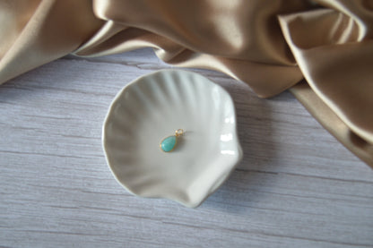 18K Gold Pendant with Teardrop amazonite
