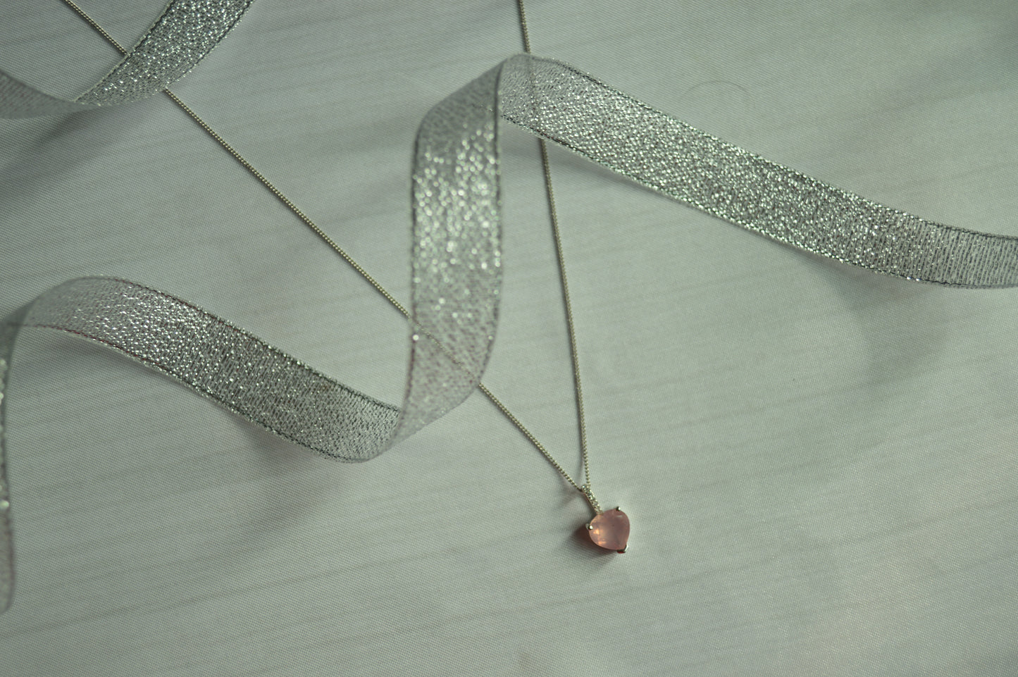 Silver 925 Rose Quartz & White Topaz Necklace