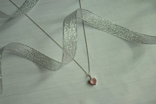 Silver 925 Rose Quartz & White Topaz Necklace
