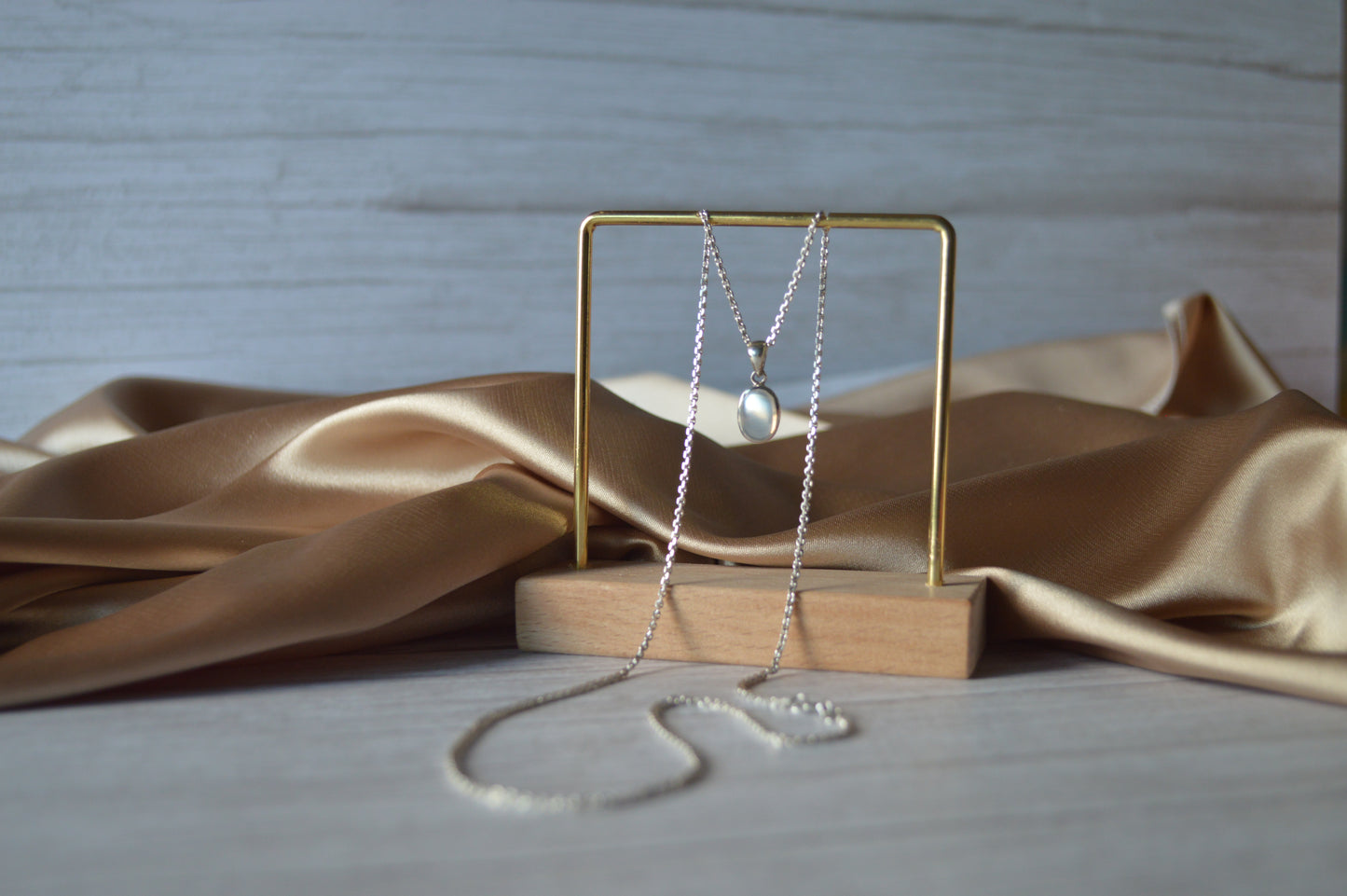 Natural Moonstone Necklace in 925 Sterling Silver