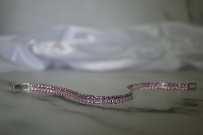 Sterling Silver 925 Bracelet with Pink Zircon Sparkle – Elegant Jewelry for Her