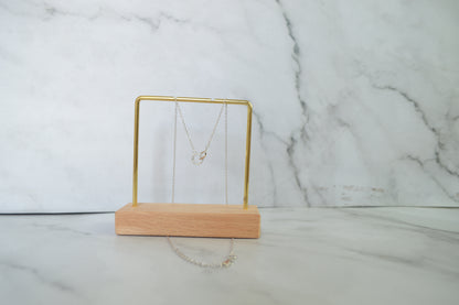 Sterling Silver 925 Dual Pendant Necklace – Pavé Circle & Geometric