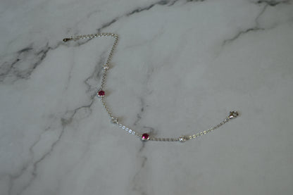 Sterling Silver 925 Bracelet with Red & White Zircon Gems – Chic and Stylish Accessory
