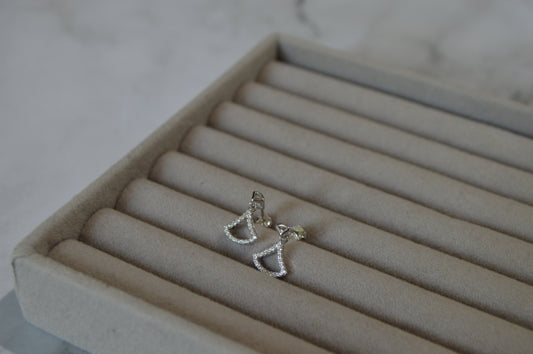Sterling Silver 925 Geometric Triangle Stud Earrings with Zircon Accents