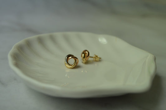 18k Solid Gold Knot Earrings – White, Rose & Yellow Gold, 1.8 Grams