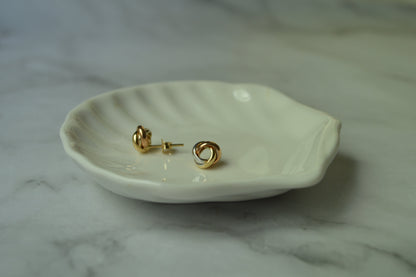 18k Solid Gold Knot Earrings – White, Rose & Yellow Gold, 1.8 Grams